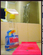 Cleaning supplies representing professional cleaning services