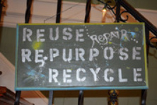 Reuse repurpose recycle sign representing donation services