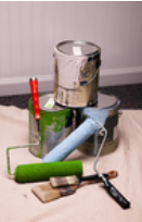 Painting supplies and brushes representing painting coordination services